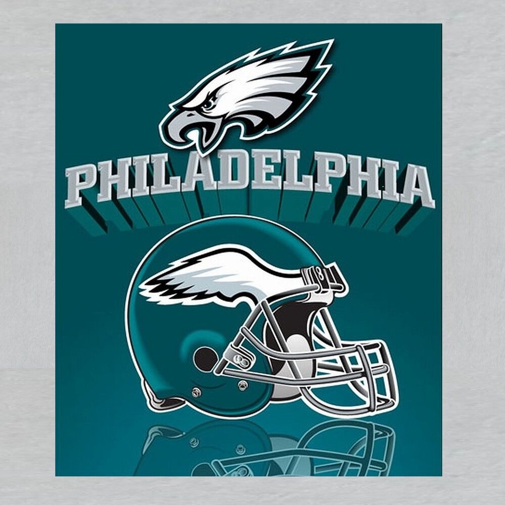 Philadelphia Eagles Fleece Throw Grid Iron Blanket Measures 50 x 60 Inches